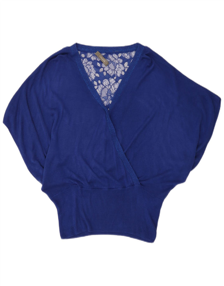 Oasis Womens Batwing Blouse Top UK 14 Medium Blue Floral Viscose