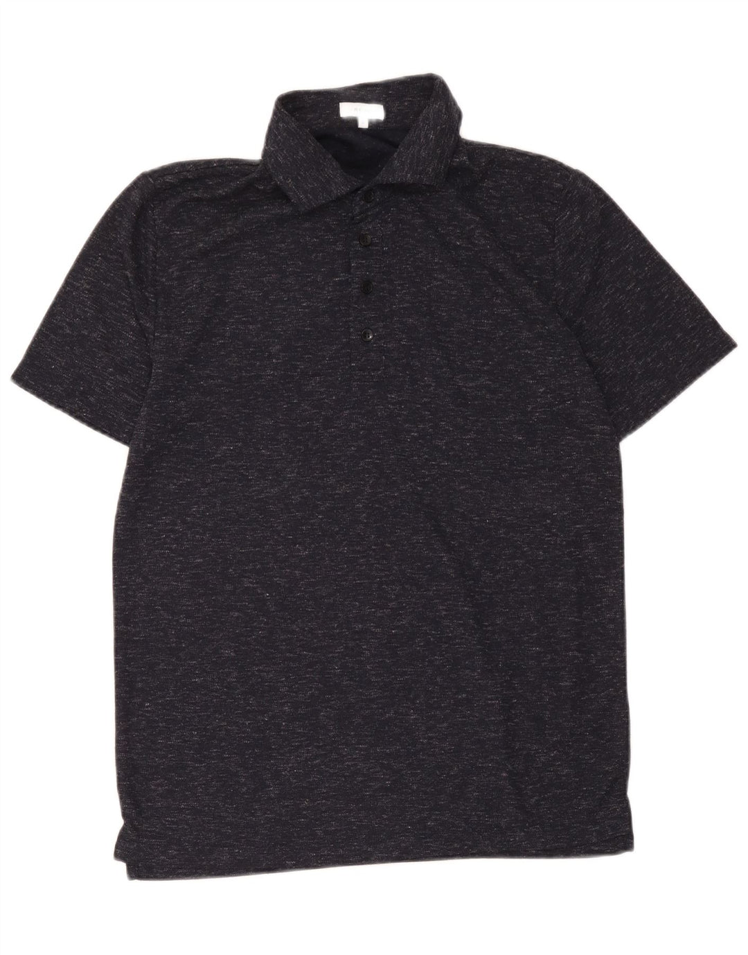 Reiss Mens Polo Shirt Medium Navy Blue Flecked Polyester
