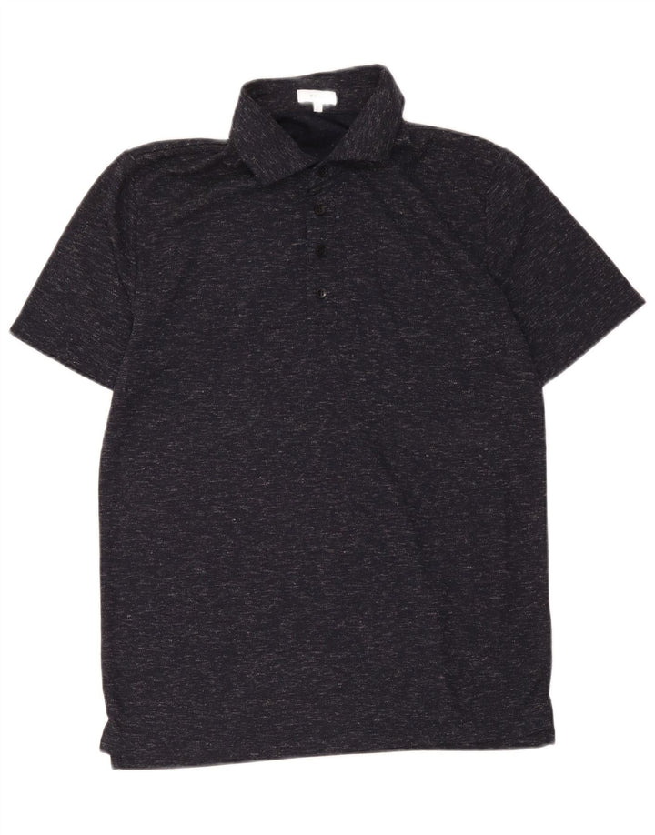 Reiss Mens Polo Shirt Medium Navy Blue Flecked Polyester