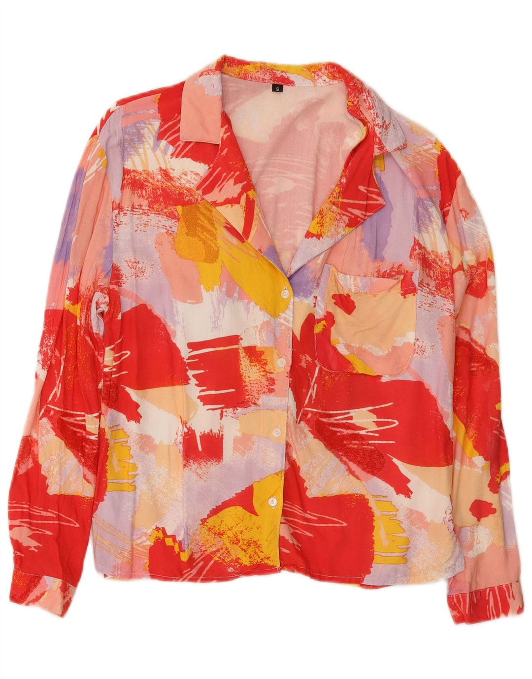 Vintage Womens Abstract Pattern Shirt Blouse UK 10 Small Multicoloured