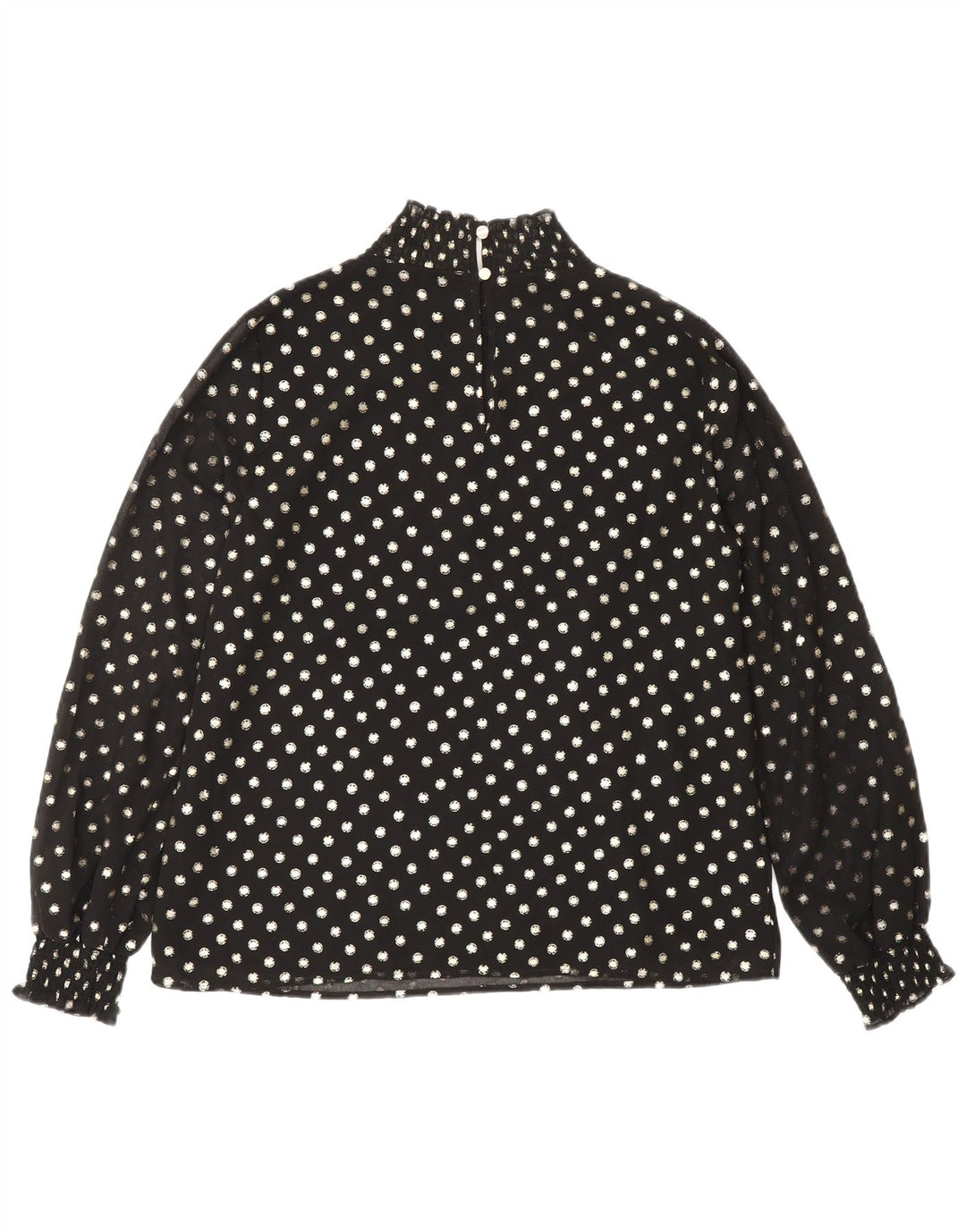 Oasis Womens Long Sleeve Blouse Top UK 12 Medium Black Spotted Polyester