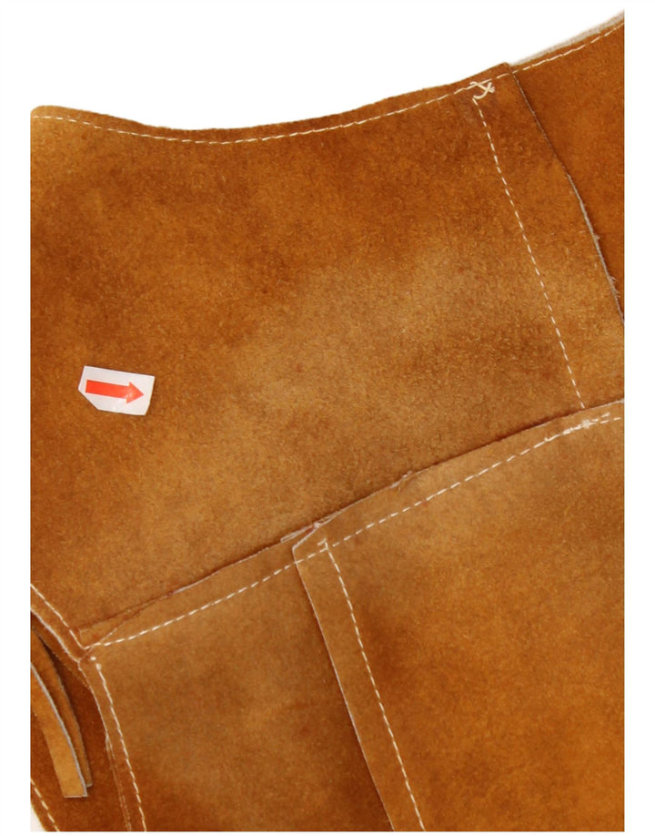 VINTAGE Womens Suede Waistcoat UK 10 Small Brown