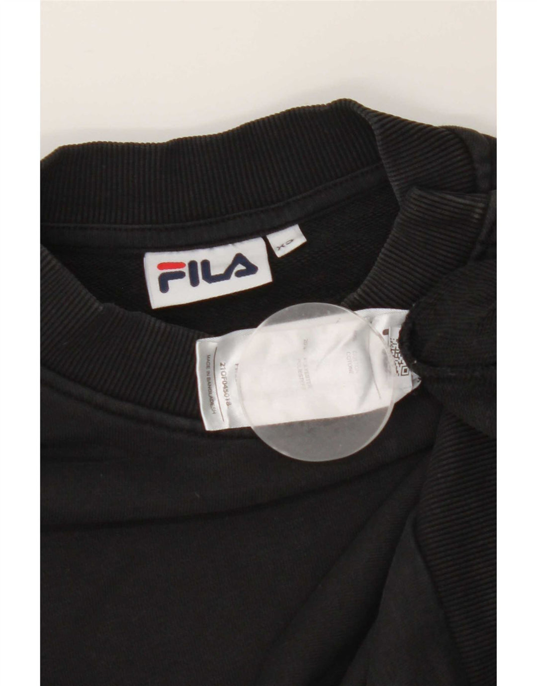 Fila Womens Oversized Sweatshirt Jumper UK 6 XS Black Cotton