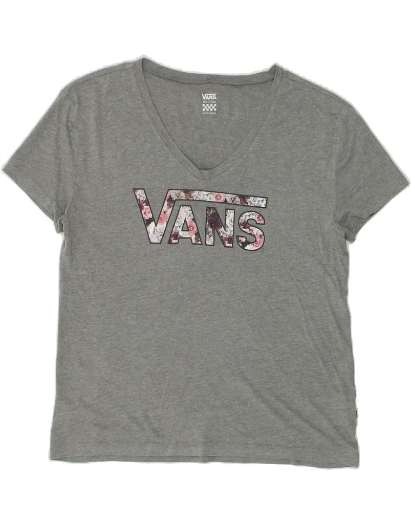 VANS Womens Graphic T-Shirt Top UK 14 Medium Grey Polyester | Vintage Vans | Thrift | Second-Hand Vans | Used Clothing | Messina Hembry 