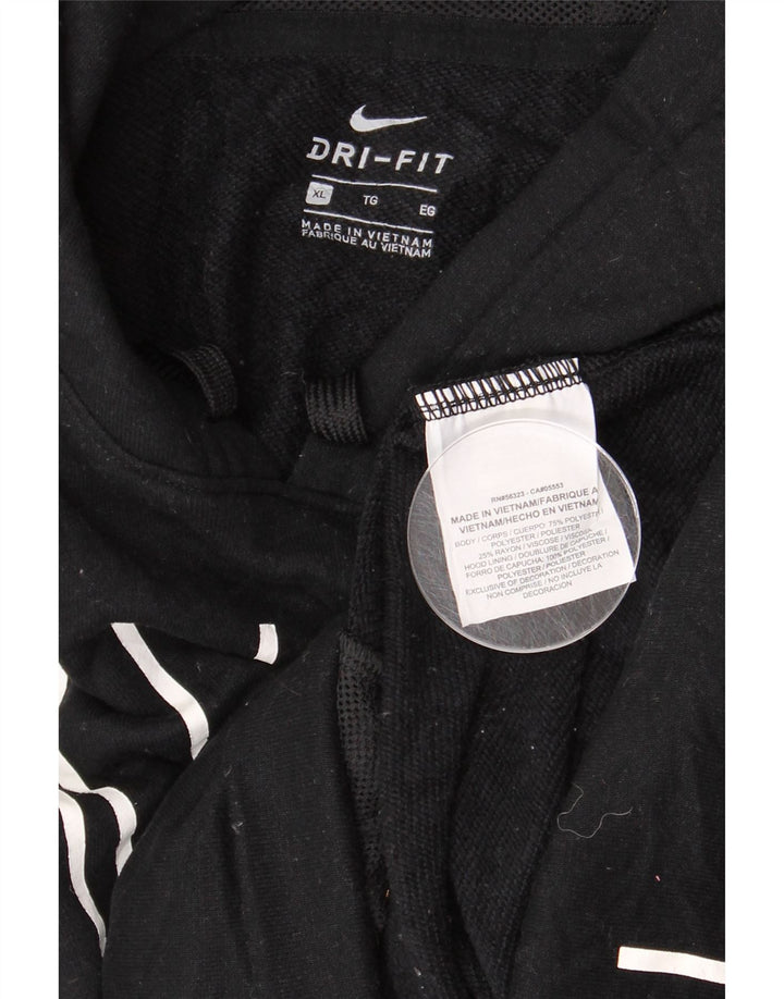 Nike Womens Graphic Oversized Hoodie Jumper UK 18 XL Black Polyester