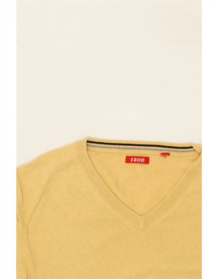 IZOD Mens V-Neck Jumper Sweater Large Yellow Cotton Vintage Izod and Second-Hand Izod from Messina Hembry 