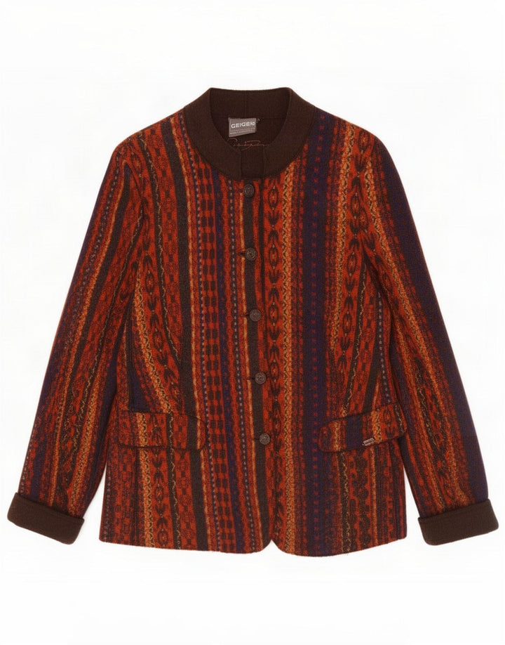 Geiger Womens 5 Button Blazer Jacket UK 14 Medium Multicoloured Geometric