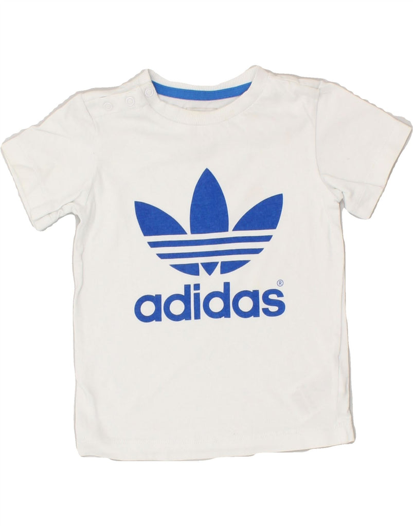 ADIDAS Boys Graphic T-Shirt Top 4-5 Years White Cotton | Vintage Adidas | Thrift | Second-Hand Adidas | Used Clothing | Messina Hembry 