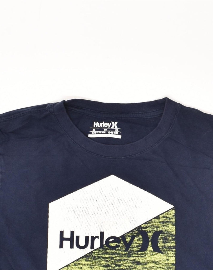 HURLEY Boys Graphic T-Shirt Top 13-14 Years XL Navy Blue Cotton | Vintage Hurley | Thrift | Second-Hand Hurley | Used Clothing | Messina Hembry 