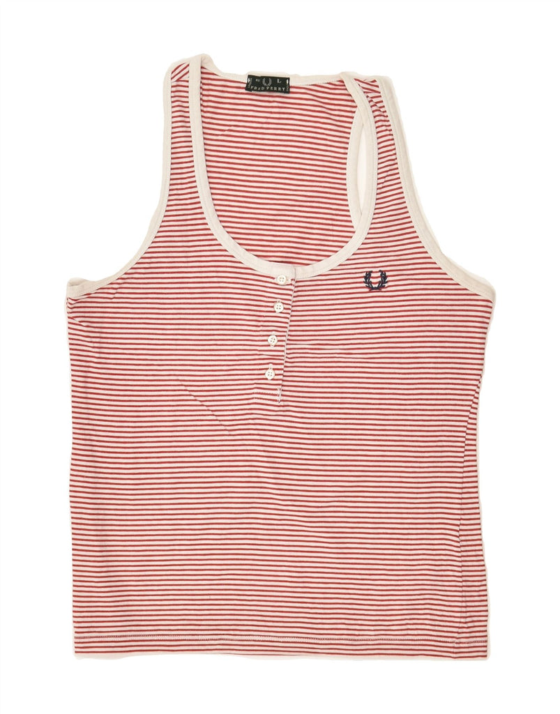 FRED PERRY Girls Vest Top 7-8 Years Large Red Striped | Vintage Fred Perry | Thrift | Second-Hand Fred Perry | Used Clothing | Messina Hembry 