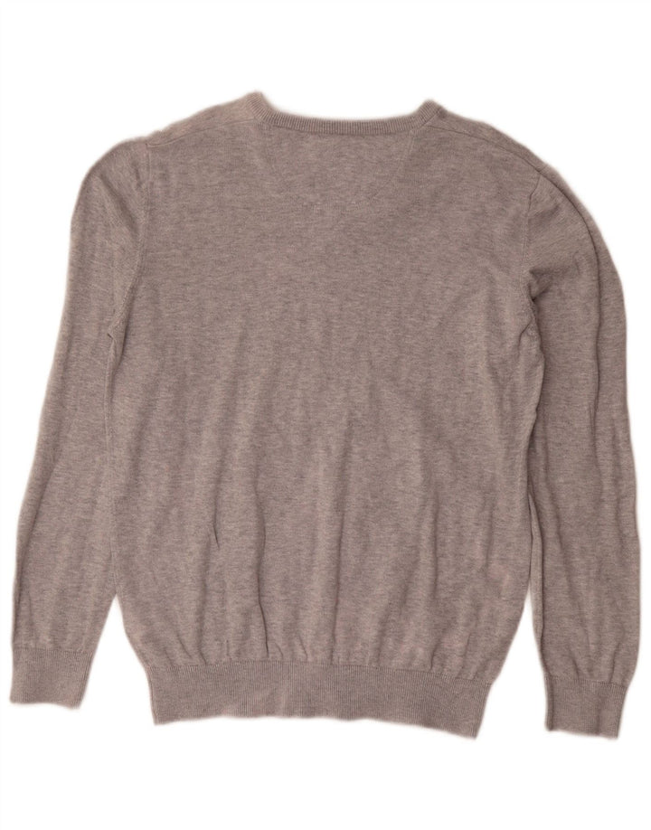 Lacoste Mens V-Neck Jumper Sweater Size 4 Medium Grey