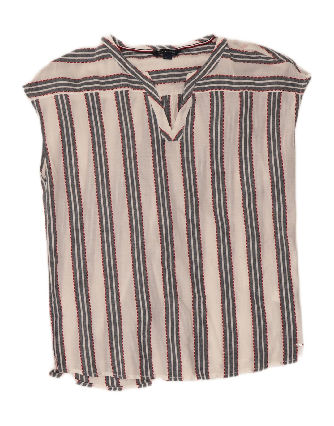 Tommy Hilfiger Womens Sleeveless Blouse Top UK 14 Medium White Striped