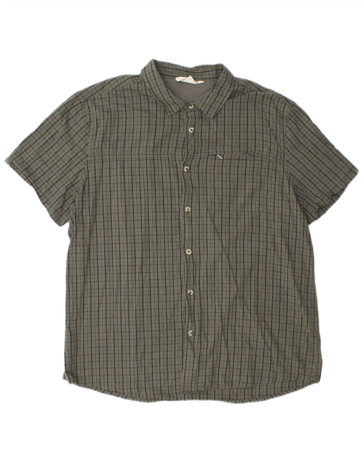 Mountain Warehouse Mens Short Sleeve Shirt 2XL Green Check