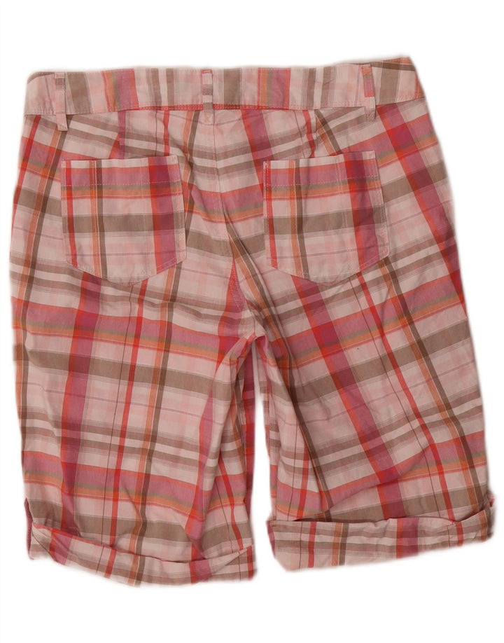 EDDIE BAUER Womens Chino Shorts US 6 Medium W32 Pink Check Cotton