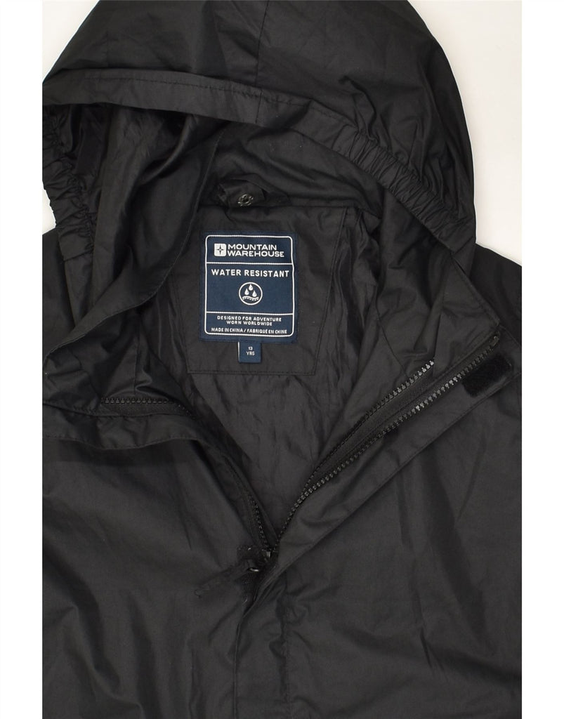 MOUNTAIN WAREHOUSE Boys Hooded Rain Jacket 12-13 Years Black Polyester | Vintage Mountain Warehouse | Thrift | Second-Hand Mountain Warehouse | Used Clothing | Messina Hembry 