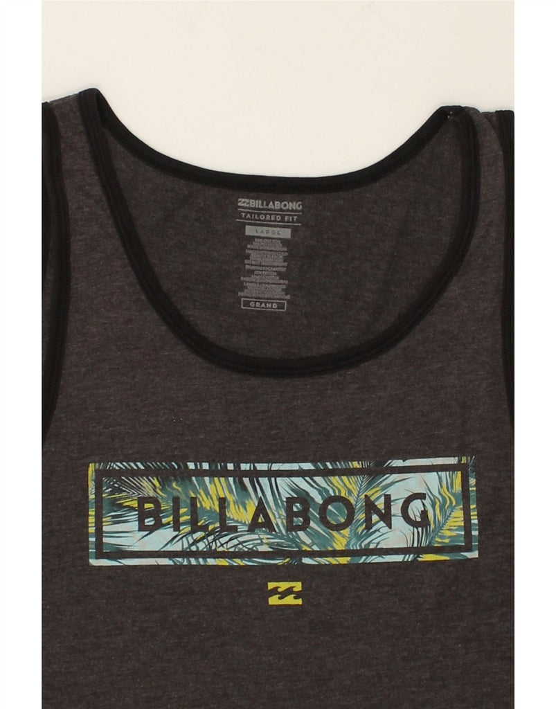 BILLABONG Mens Tailored Fit Slim Graphic Vest Top Large Grey Cotton | Vintage Billabong | Thrift | Second-Hand Billabong | Used Clothing | Messina Hembry 