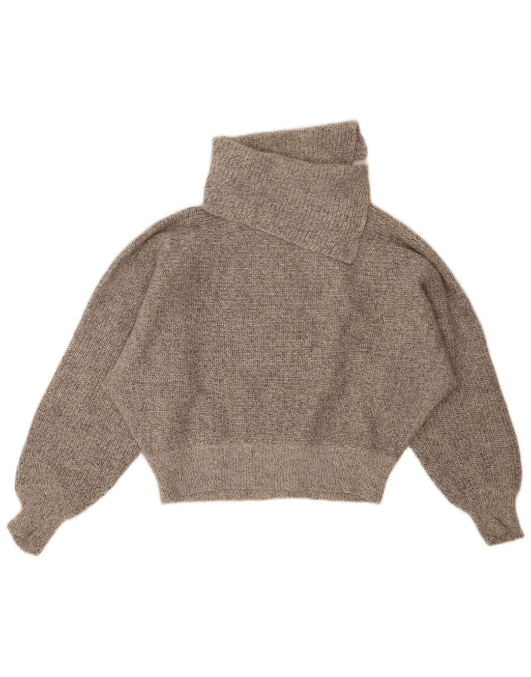 BAGARRY Womens Crop Roll Neck Jumper Sweater UK 14 Large Grey Flecked