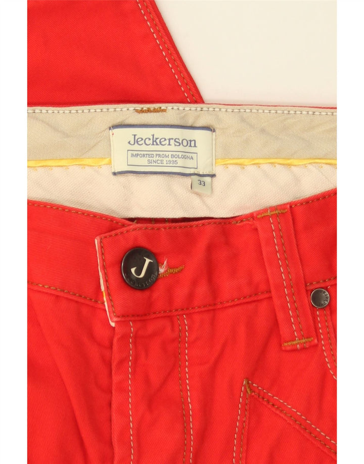 Jeckerson Mens Straight Jeans W33 L30 Red Cotton