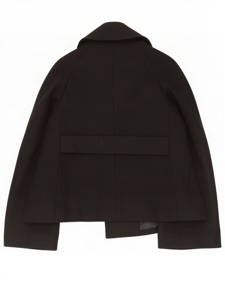 Benetton Womens Pea Coat IT 46 Large Black Wool