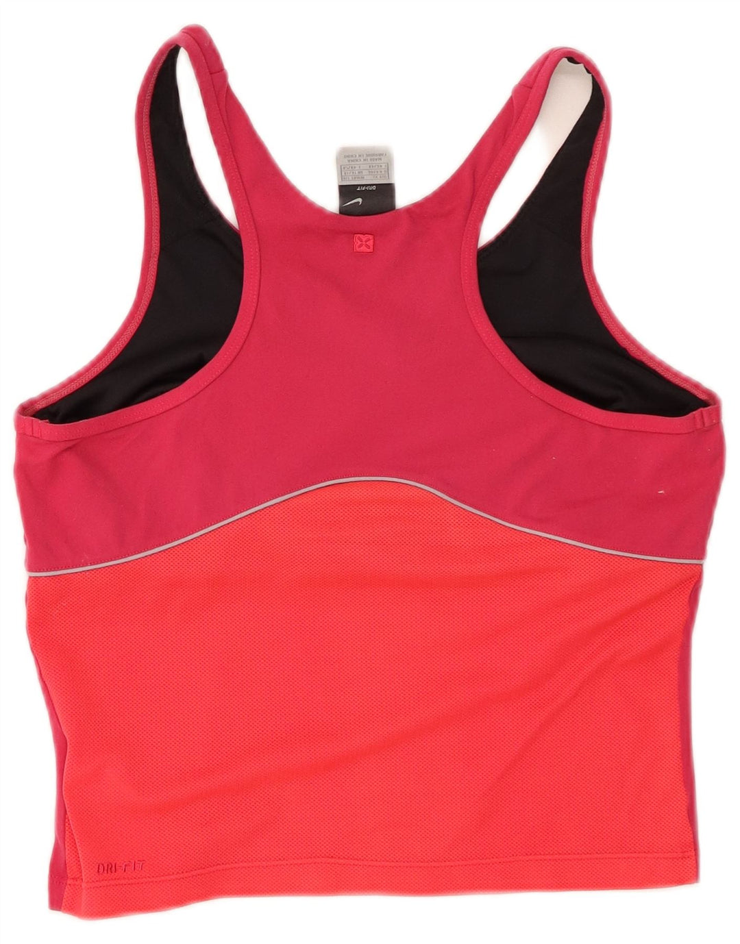 NIKE Womens Dri Fit Crop Vest Top UK 16/18 XL Pink Colourblock