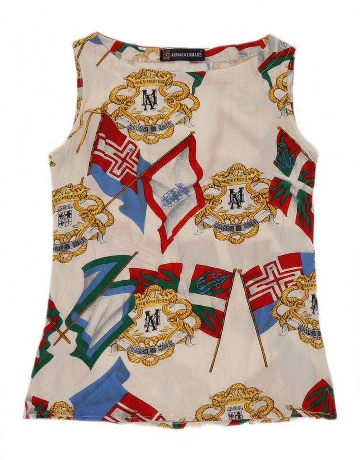 Armata Di Mare Womens Abstract Pattern Blouse Top IT 44 Medium White