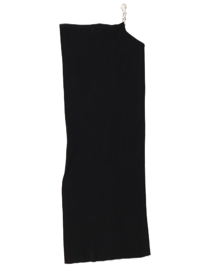 Zara Womens One Shoulder Dress UK 10 Small Black Viscose
