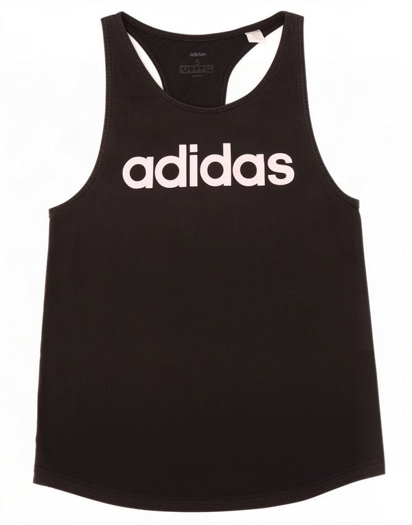 Adidas Womens Graphic Vest Top UK 10 Small Black Cotton