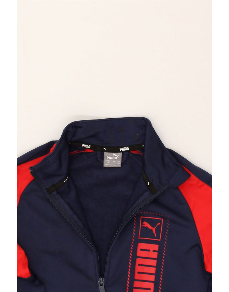 PUMA Boys Graphic Tracksuit Top Jacket 9-10 Years Navy Blue Colourblock | Vintage Puma | Thrift | Second-Hand Puma | Used Clothing | Messina Hembry 