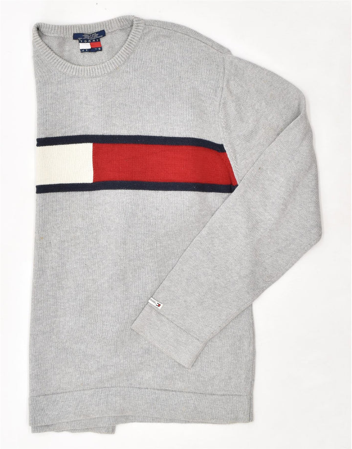 TOMMY HILFIGER Mens Graphic Sweatshirt Jumper Large Grey Cotton
