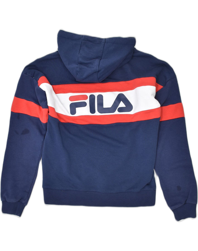 FILA Womens Hoodie Jumper UK 12 Medium Blue Cotton | Vintage | Thrift | Second-Hand | Used Clothing | Messina Hembry 