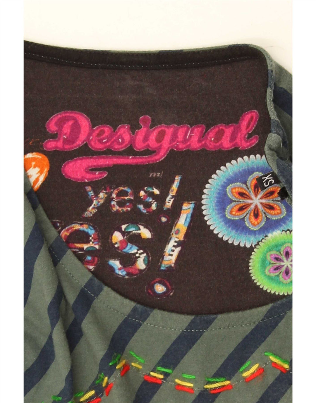 Desigual Womens Long Sleeve Tunic Top UK 6 XS Multicoloured Patchwork