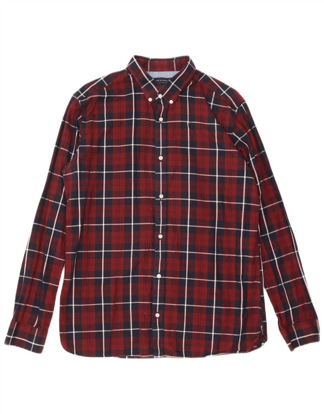 Jack & Jones Mens Shirt XL Burgundy Check Cotton