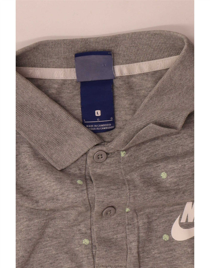 Nike Mens Polo Shirt Large Grey Polka Dot Cotton
