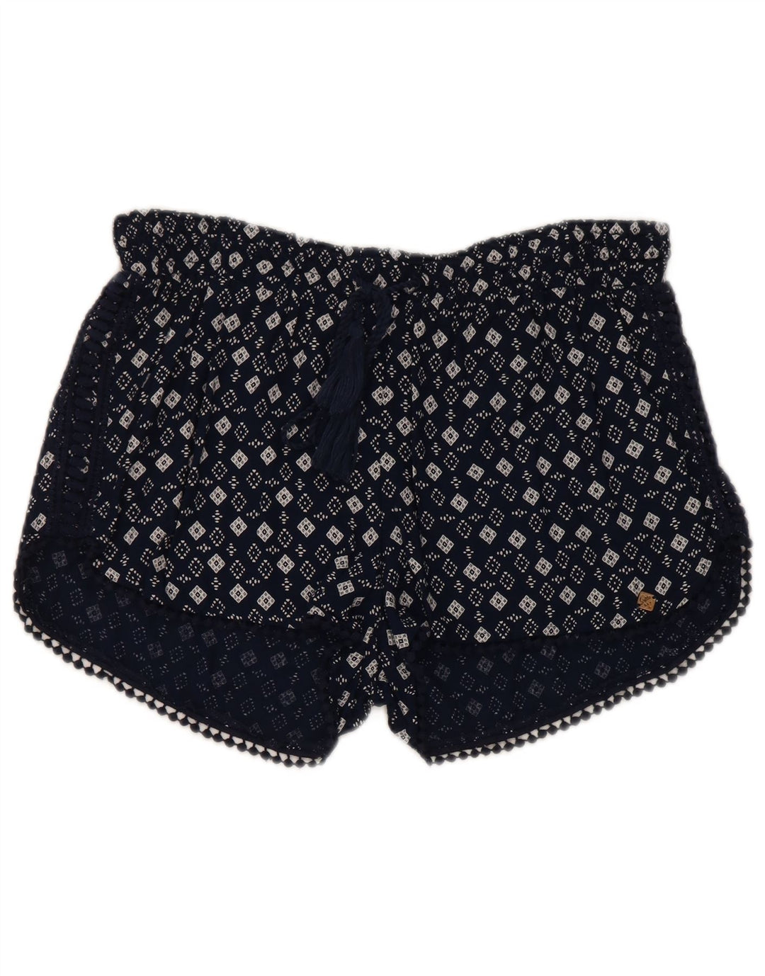 Superdry Womens Hot Pants Large W32  Navy Blue Geometric Viscose