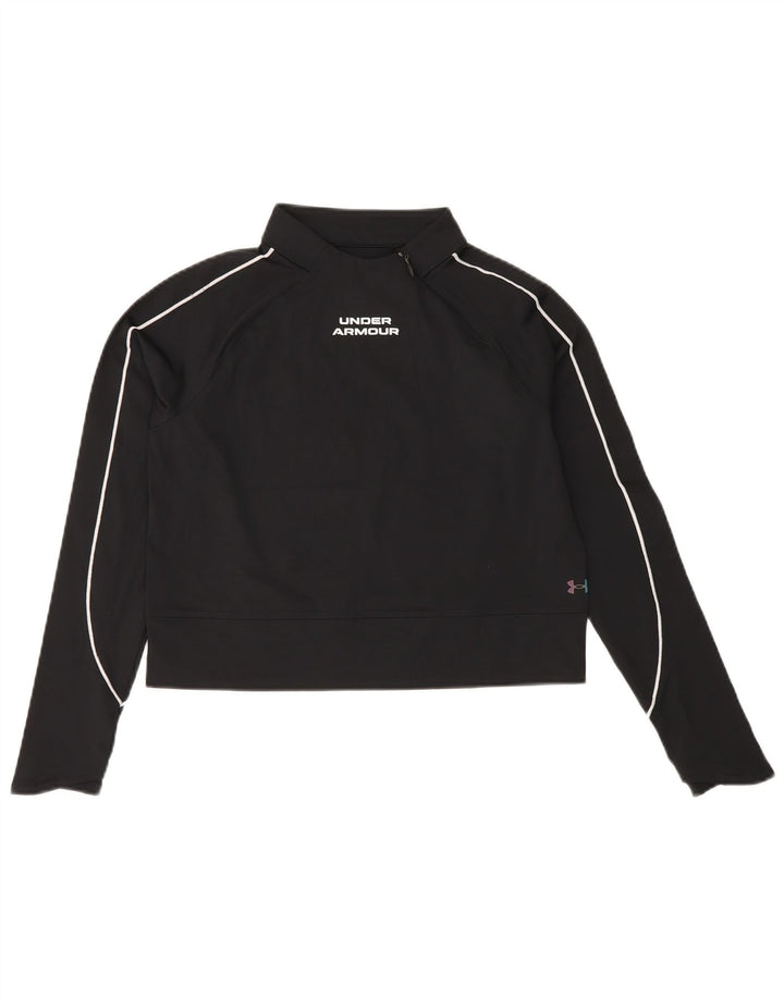 UNDER ARMOUR Womens Cold Gear Crop Sweatshirt Jumper UK 10 Small Black