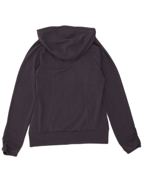 Adidas Womens Graphic Zip Hoodie Sweater UK 12 Medium Navy Blue Polyester
