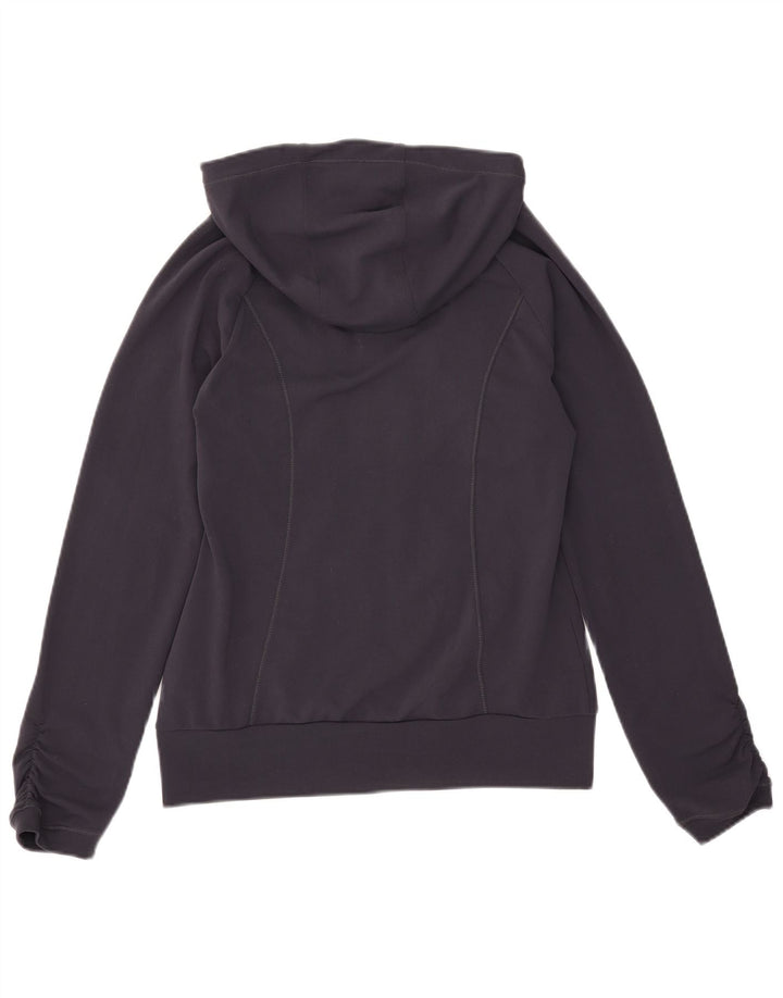 Adidas Womens Graphic Zip Hoodie Sweater UK 12 Medium Navy Blue Polyester