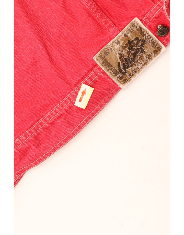 VINTAGE Womens Denim Jacket UK 14 Medium Red Cotton