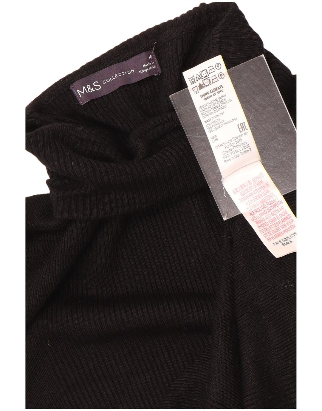 Marks & Spencer Womens Roll Neck Jumper Sweater UK 18 XL  Black Viscose