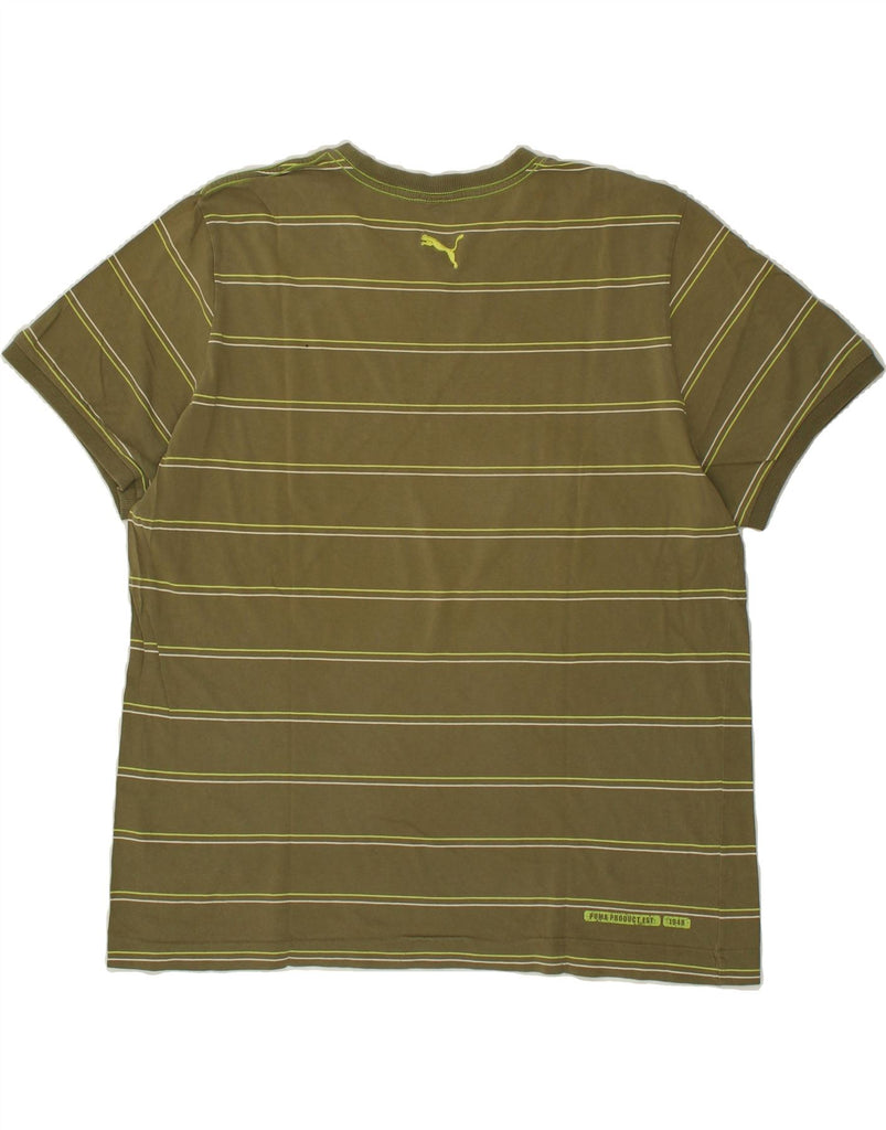 PUMA Mens Graphic T-Shirt Top XL Green Striped Cotton Vintage Puma and Second-Hand Puma from Messina Hembry 