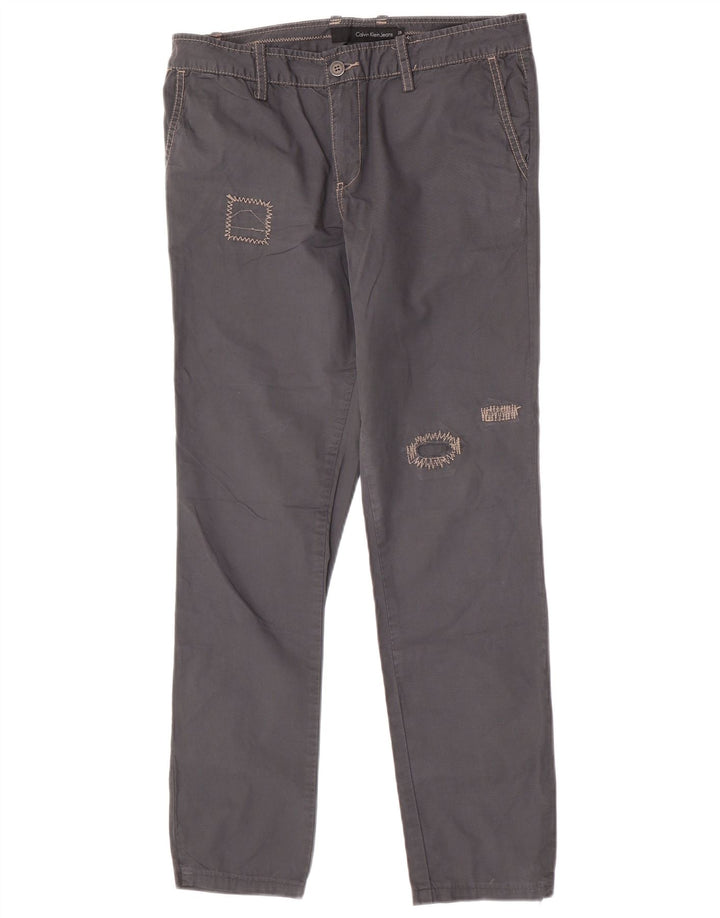 Calvin Klein Womens Straight Chino Trousers W28 L29 Grey