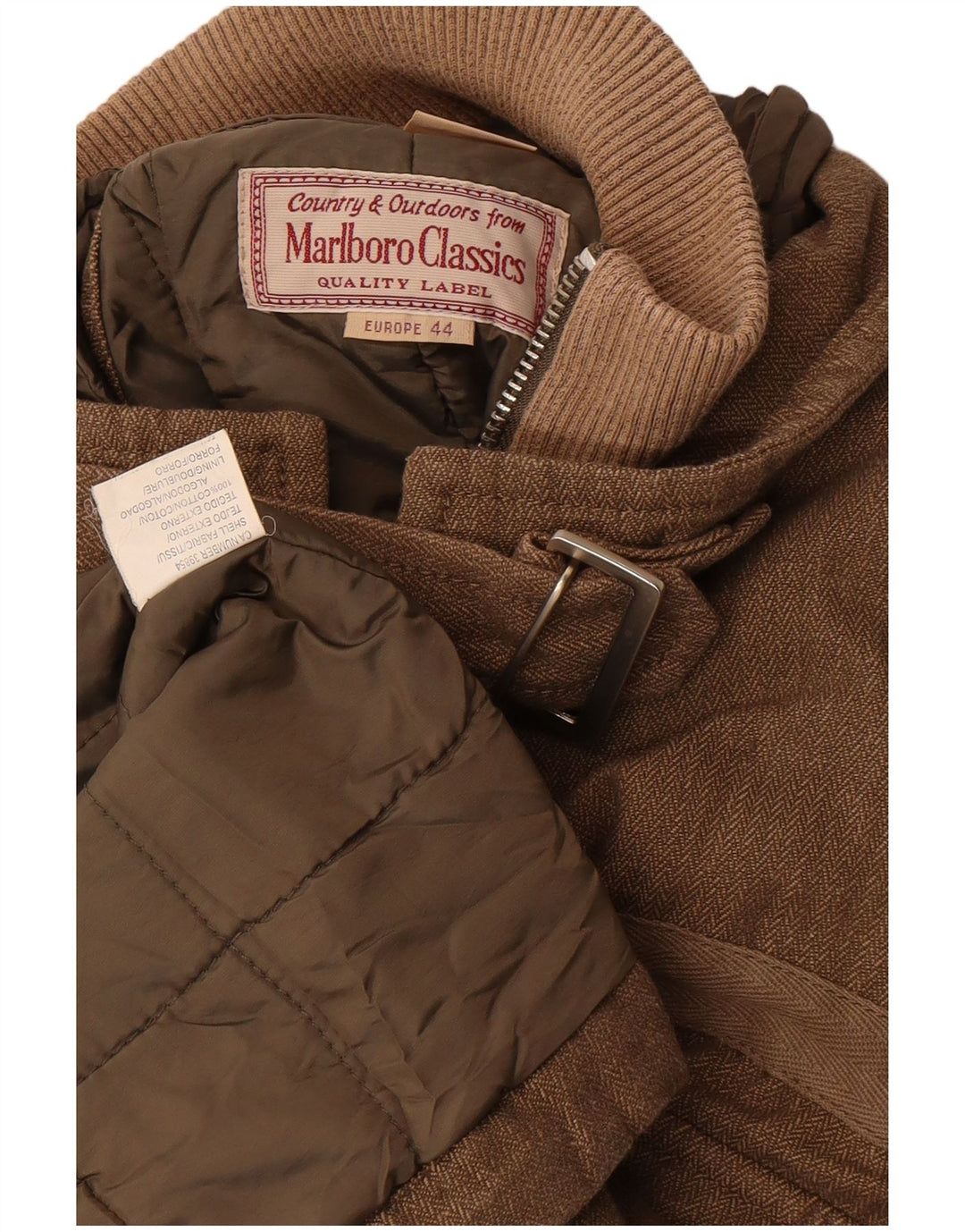 Marlboro Classics Womens Utility Jacket EU 44 XL Brown Herringbone Cotton