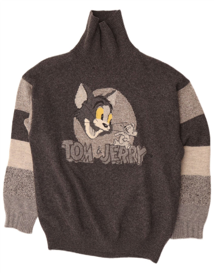 Iceberg Mens Tom and Jerry Roll Neck Jumper Sweater Large Grey Cartoon