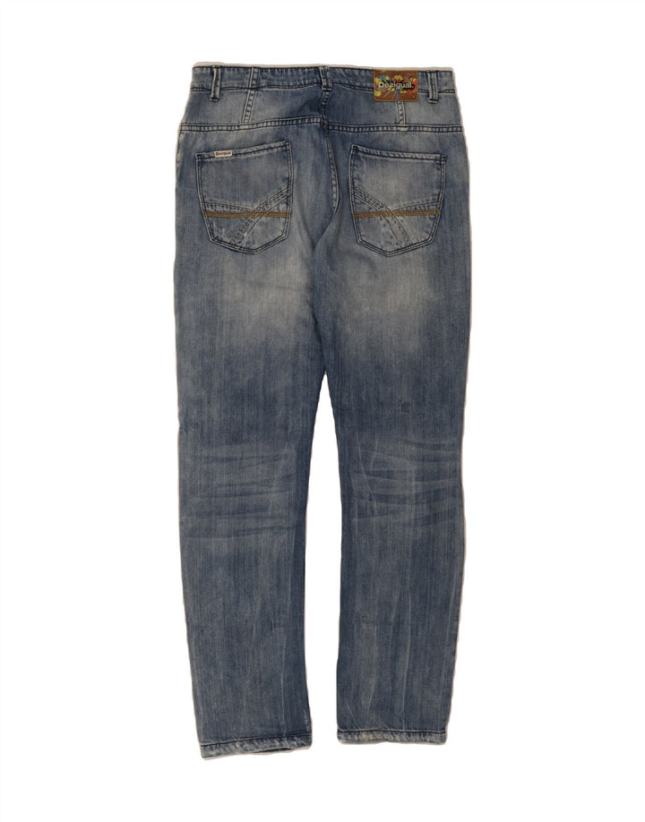 DESIGUAL Mens Distressed Straight Jeans W32 L31 Blue Cotton Vintage Desigual and Second-Hand Desigual from Messina Hembry 