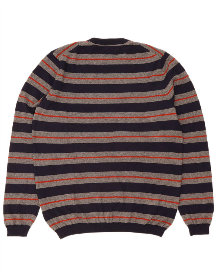 Sun68 Mens Crew Neck Jumper Sweater Small Navy Blue Striped Wool