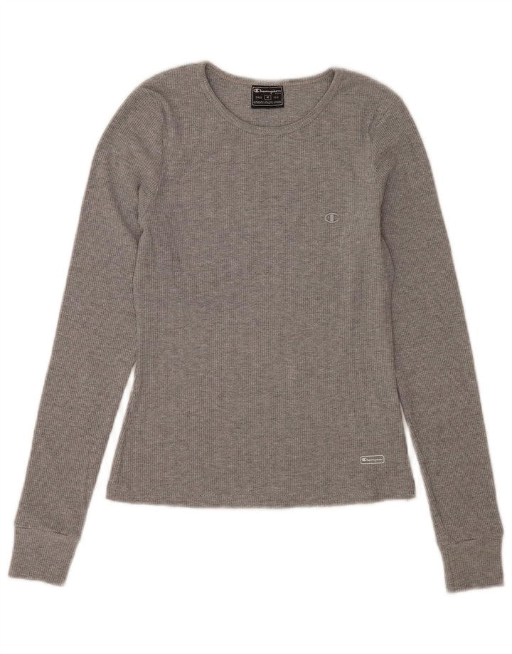 Champion Womens Top Long Sleeve UK 14 Medium Grey