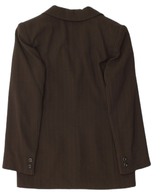 Selene Womens 3 Button Blazer Jacket UK 12 Medium Brown Pinstripe