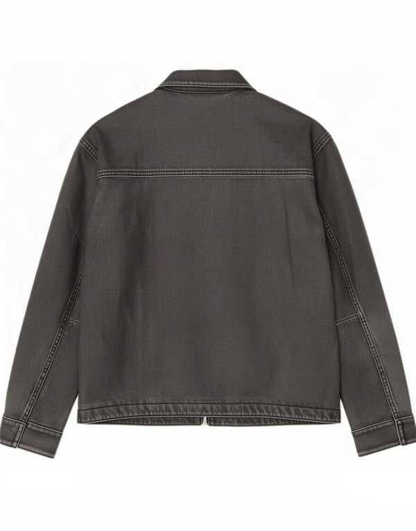 Abercrombie & Fitch Mens Faux Leather Bomber Jacket UK 42 XL Grey Polyester