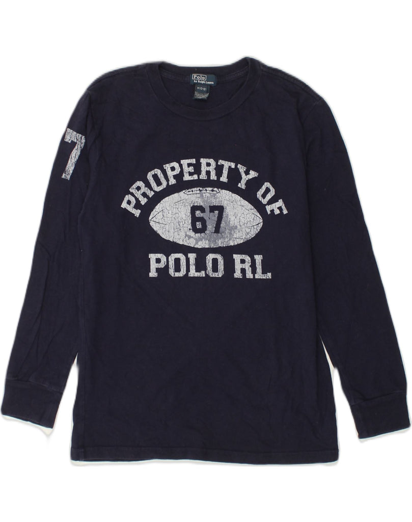 POLO RALPH LAUREN Boys Graphic Top Long Sleeve 10-11 Years M Navy Blue | Vintage Polo Ralph Lauren | Thrift | Second-Hand Polo Ralph Lauren | Used Clothing | Messina Hembry 