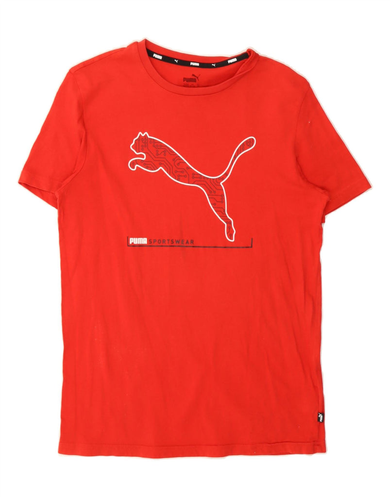 PUMA Boys Graphic T-Shirt Top 15-16 Years Red Cotton Vintage Puma and Second-Hand Puma from Messina Hembry 